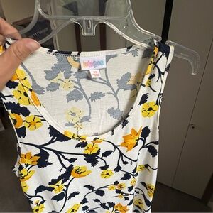 Lularoe LLR XS Dani Maxi Tank Dress - White Yellow Gold Navy Blue